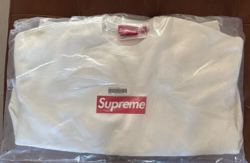 Logo Supreme Boîte Lavée Col Rond Blanc Grande Commande Confirmée