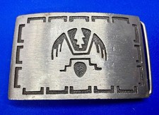 Southwestern Native American Indian Tribal Art Vintage Silver Color Belt Buckle