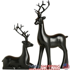 Christmas Reindeer Statue Set Elk Figurines Holiday Decor Cute Table Ornaments