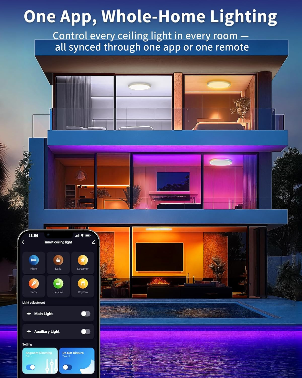 Lampada LED Smart 24W per Cameretta e Soggiorno - Controllo Sicuro - 4
