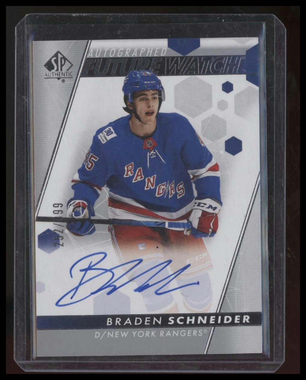 2022 SP AUTHENTIC #131 BRADEN SCHNEIDER RC FUTURE WATCH AUTO ROOKIE /999