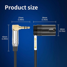 Right-Angle 1/8" " to Dual Rotatable Right-Angle XLR Cable 3.5Mm to Low-Profile