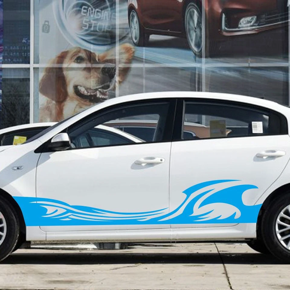 Graphic Flame Stripe Car Sticker For Porsche 718 Boxster Honda Civic Side Decals Foto 4 de 4