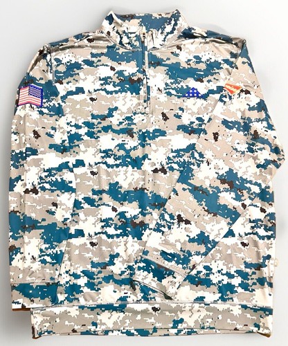 Folds of Honor Golf Quarter Zip Herren Größe L Freedom Isnt Free Digital Camo Blau