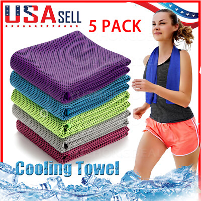 5 Pack Ice Cold Cooling Towel Neck Wrap For Sports Running Jogging Gym Chilly 