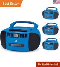 Portable AM/FM Retro Boombox with CD, Cassette  Programmable Tracks - Blue