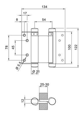 Deni Pendeltürbänder Nr.30 stahlblank 100 mm - 1 Paar - 3982 3010 30
