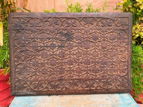 Panel real colgante de pared fino mogol fino tallado a mano antiguo de madera antigua tallada a mano - Imagen 2 de 12