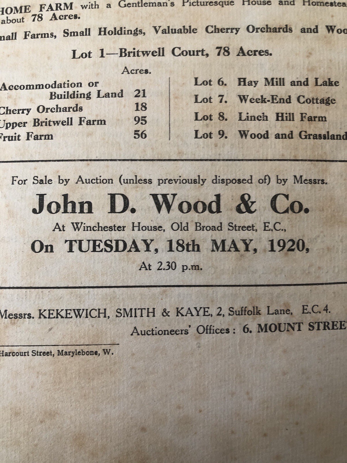 Antique Property Land Auction Catalogue 1920 With Pictures & Map