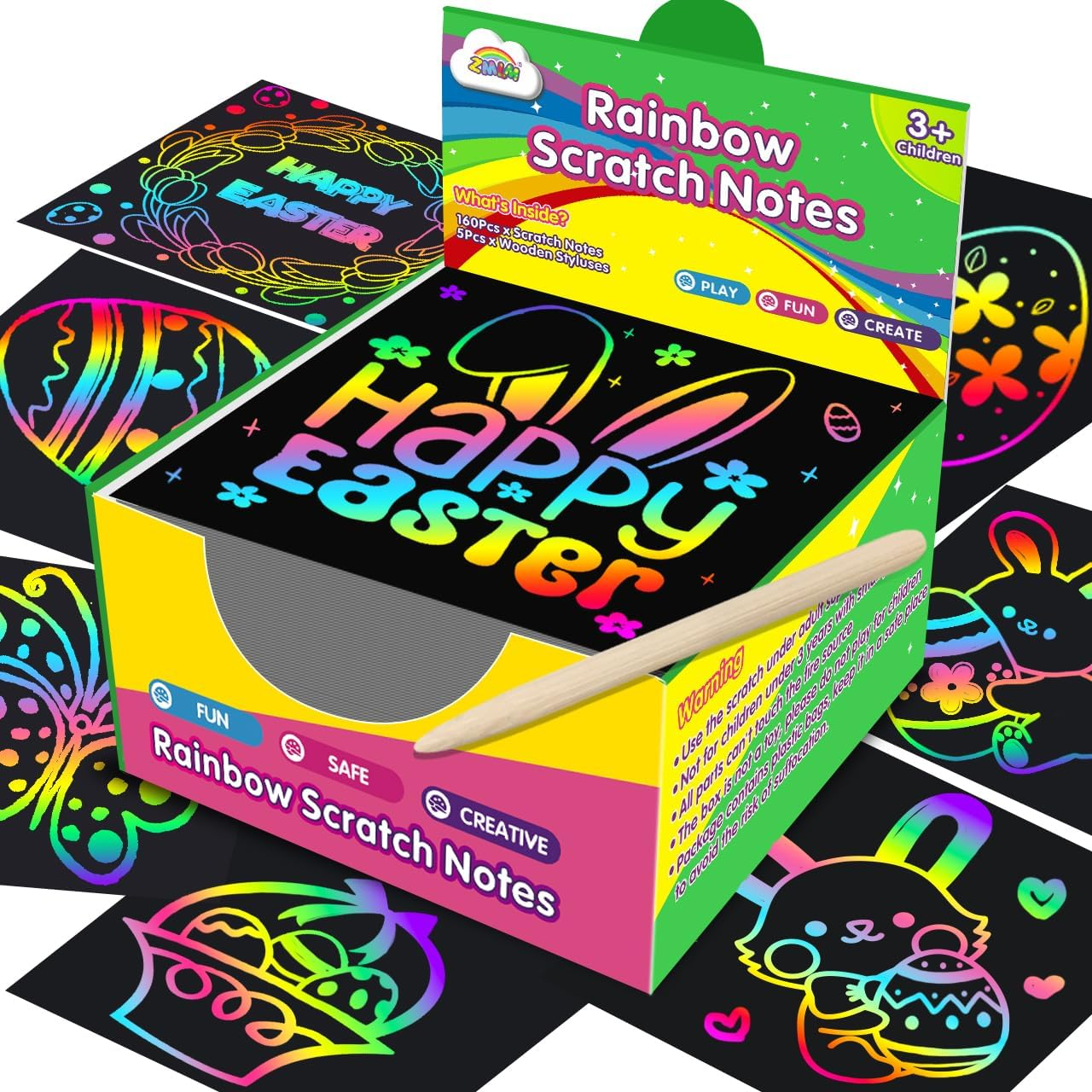 ZMLM Rainbow Scratch Paper Art Mini Notes Easter Basket Stuffers for Kids Teens
