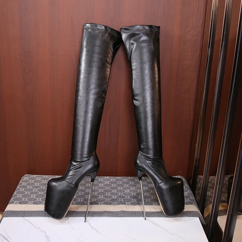 35-47 Übergröße 30 cm super hoher Stilettoabsatz Damen & Plateau Overknee Stiefel Reißverschluss - Bild 27 von 31