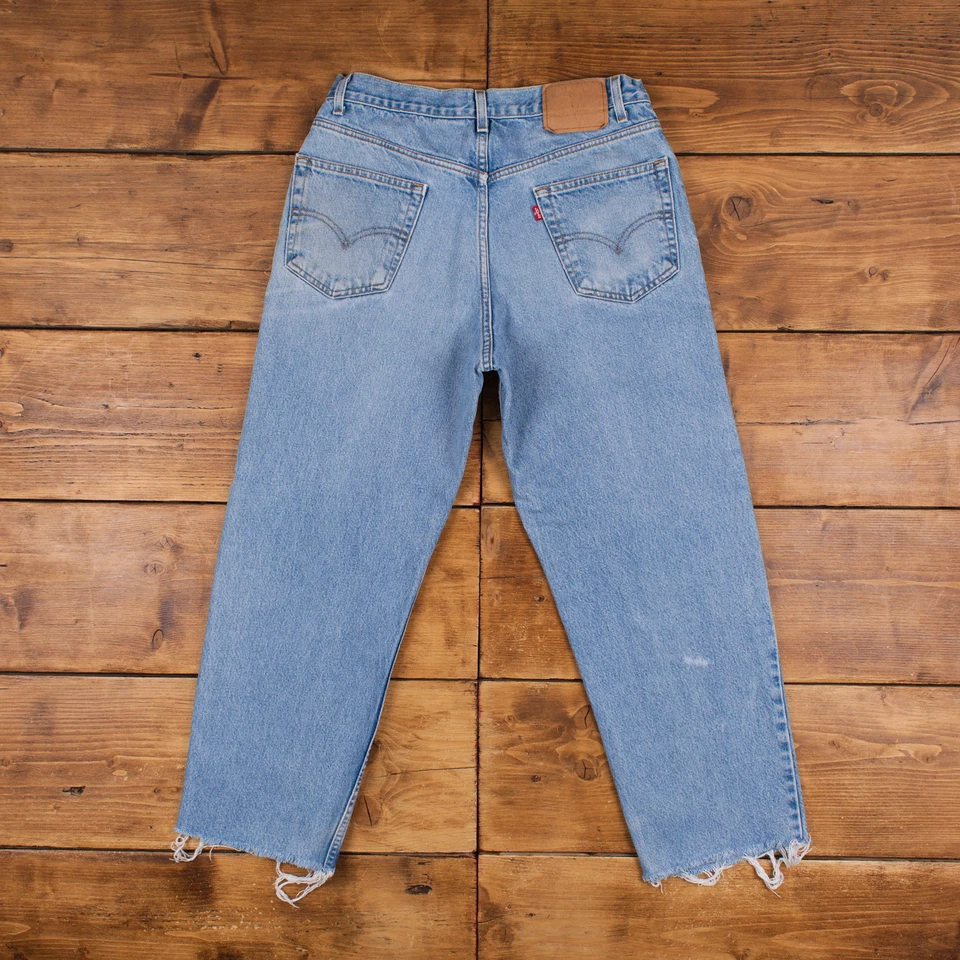 Vintage Levis 701 Jeans 33 x 28 Raw Hem Stonewash Straight Blau Red Tab Denim - Bild 3 von 4