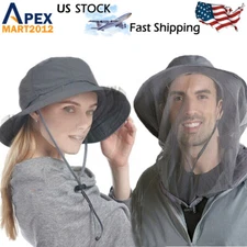 Mosquito Bug Fly Bee Insect Head Face Net Hat Sun Protection Fishing Hiking Cap