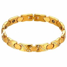 Women Heart Hematite Balance Magnetic Therapy Bracelet Stainless Steel Wristband