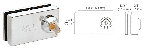 CRL Chrome Deluxe Patch Lock for 3 8 Glass - 01P38 CRL Chrome Deluxe Patch Lock for 3 8 Glass - 01P38