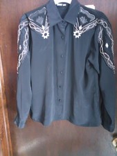 WOMENS WESTERN HORSEMANSHIP OR SHOWMANSHIP SHIRT BLACK/SILVER SIZE 6
