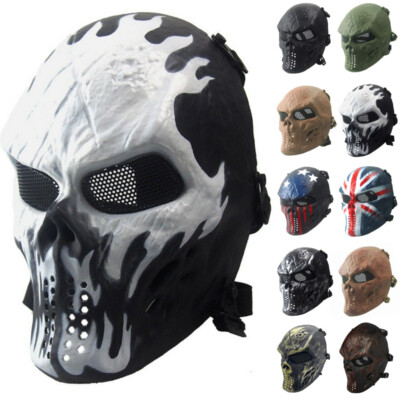 Ghost Mask Full Face Mask with Metal Mesh for Halloween
