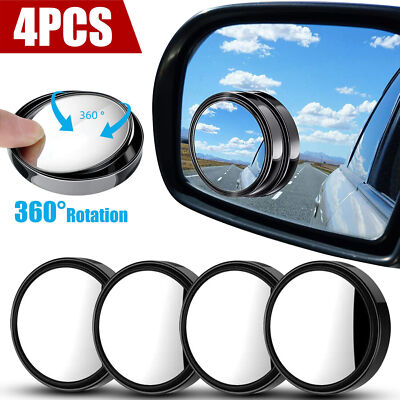 4Pcs Car Blind Spot Mirrors HD 360° Wide Angle Convex Rear Side View Universal