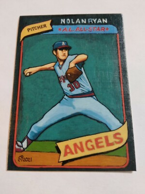Baseball Art Card Print of Nolan Ryan, 1980