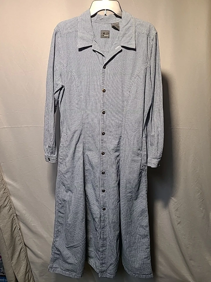 Vestido Vaquero Liz Claiborne Western Vaquera 14 Azul Cuadros Pequeños Foto 2 de 4