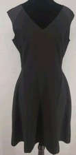Ann Taylor Black Skater Fit Flare Textured Mini Dress Size 6 Little Black Dress