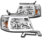 FOR 04-08 FORD F-150 F150 LED TUBE CHROME PROJECTOR HEADLIGHTS LAMP W/BUMPER DRL