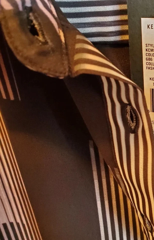 Camisa de vestir Kenneth Cole cuello abotonado rubor XL dos bolsillos laterales fluye gris Foto 3 de 4