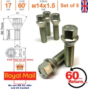 10 X M12X1.5 65 mm Largo Negro 40 mm Hilo de aleación Pernos De Rueda Mercedes 60 ° 66.