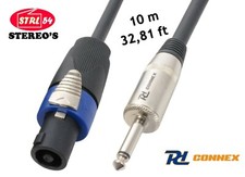 Speakon Speaker Cable 10 M Type NL2 - 6.35 Mm 1/4" HP Cord 2 X 1.5 MM