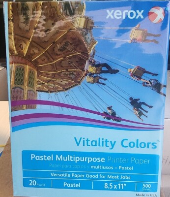 Xerox Multipurpose Pastel Paper, 20-lb, Letter, Blue Color, 5000 Sheets 3R05856