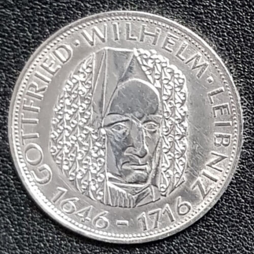 5 DM Gedenkmünze - Gottfried Wilhelm Leibniz - 1966 - D - Silber (625/1000) - Bild 1 von 2