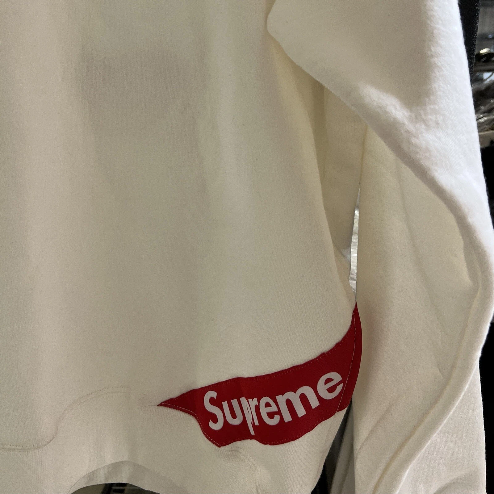 SWEAT À CAPUCHE SUPREME CORNER ÉTIQUETTE BLANC XL SS18 SWEAT À CAPUCHE