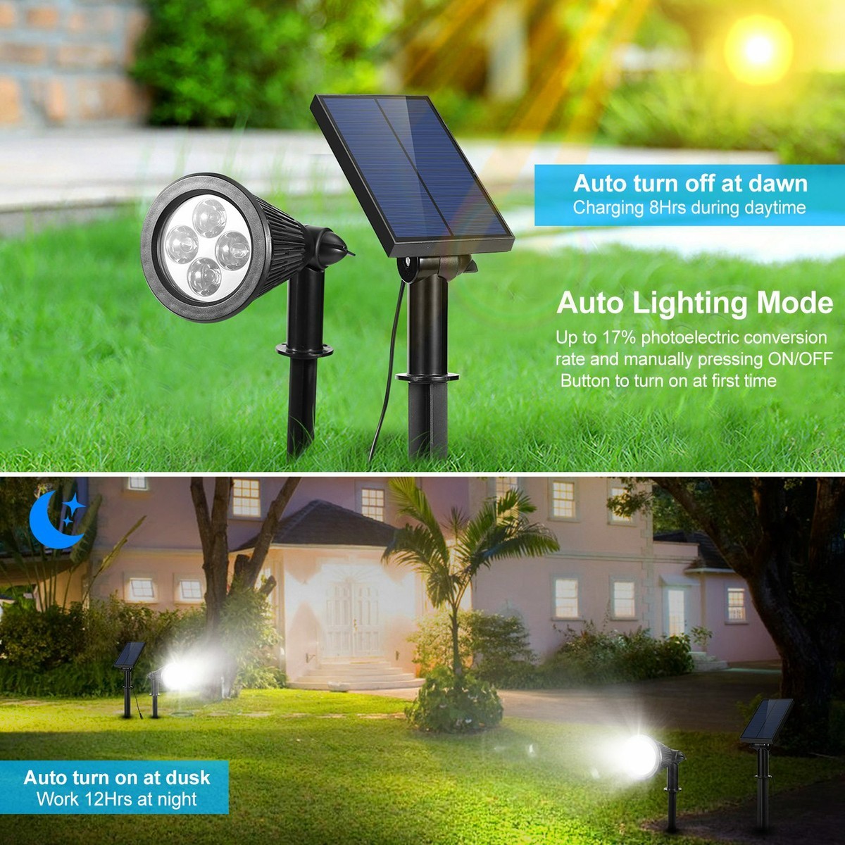 Solar Pathway Lights Philips 4 Packs Solar Spot Lights Outdoor Waterproof,  28 LED 7500K Outdoor Lights Solar Powered, image size:1200x1200
