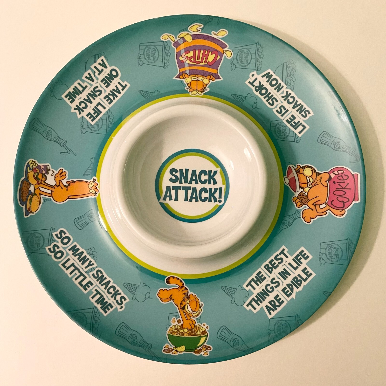 Garfield Party Platter Chip Dip Bowl 13 In Motorhead Products Snack