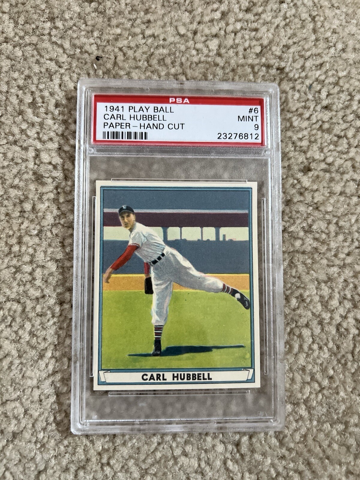 95593917 CARL HUBBELL 1941 Play Ball #6 Hand Cut Paper New York Giants HOF PSA 9