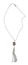 Charming Charlie Silver tone Crystal Bead Pendant Necklace 36 Inch Classic