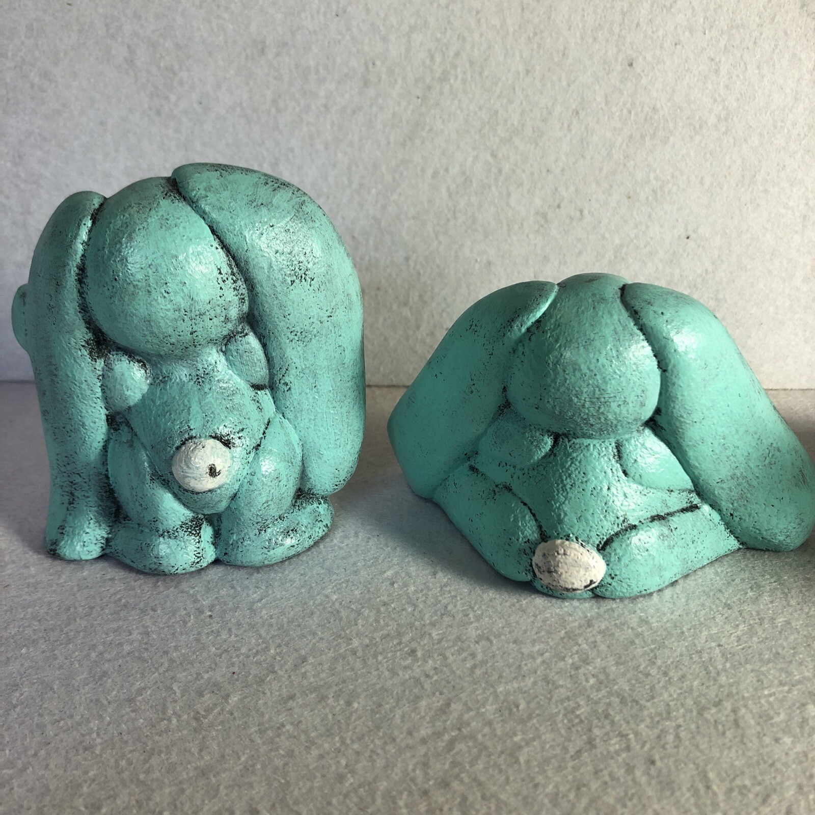 Vintage Set Of Kimble Bunny Rabbits Molds Bisque Ceramic Figurines