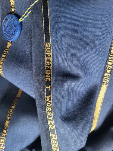 Vintage blau Kammgarn superfeiner T-Stoff 121 x 59 cm - Bild 4 von 5