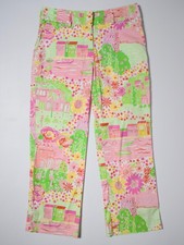 VTG Y2K Lilly Pulitzer White Label Palm Beach Liza Capri Straight Pants 0