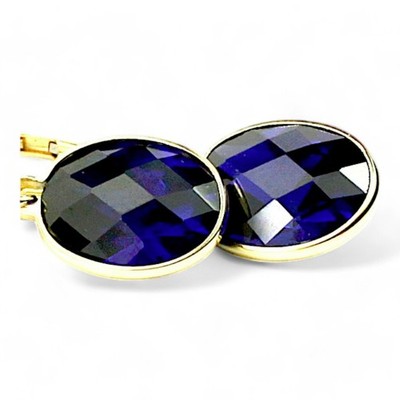 Created Blue Sapphire, 14KY Gold Leverbacks, E101