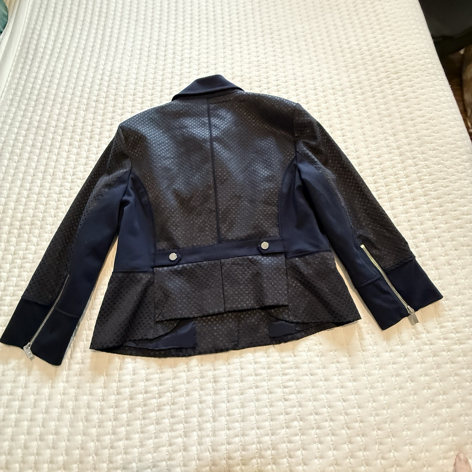 Cache Dark Blue Textured Classy Collared Moto Sty… - image 5