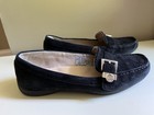 Women's UGG Black Suede Slip On Flat Shoe SZ 7 Excellent Condition Silver Buckle — photo 3