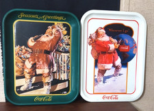 Coca Cola Metal Santa TrayS  Season's Greetings