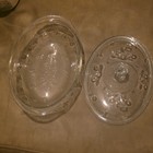 Clear Pressed Glass Oval Casserole Dish with Lid, Floral Pattern, Glossy Finish — photo 4