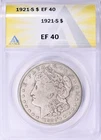 Rare Variety, 1921-S Morgan Silver Dollar ANACS XF-40 Weak "S" Mint Mark