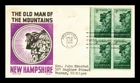 DR JIM STAMPS US COVER OLD MAN OF MOUNTAINS NEW HAMPSHIRE FDC BLOCK KEN BOLL