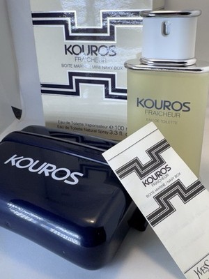 Kouros Fraicheur Yves Saint Laurent Vintage Gift Set EDT 3.3 oz 100 ml Navy Box
