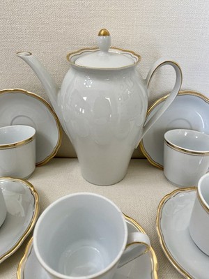 Vintage MCM Kahla Espresso Demitasse Pot Creamer  Sugar  Cups Saucers 17 Pc GDR