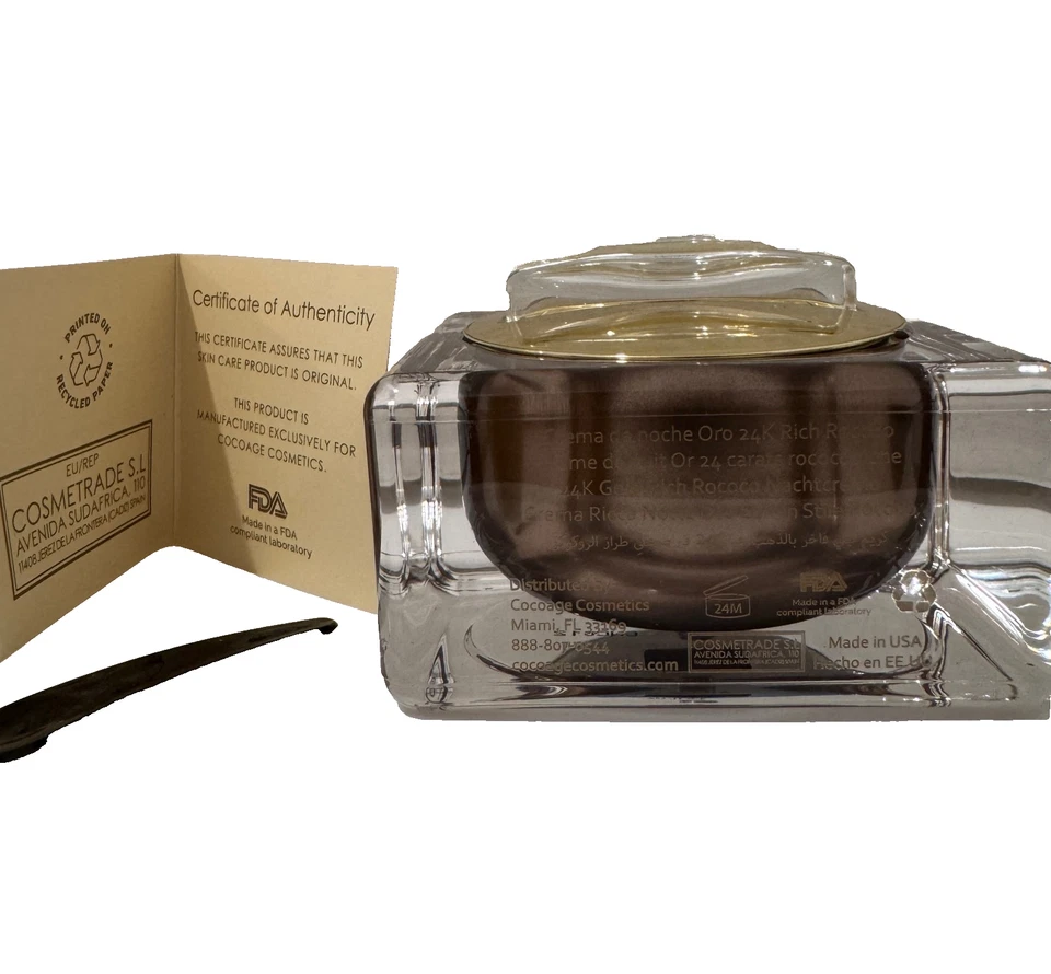 COCOAGE 24K Gold Rich Rococo Night Cream 1 fl oz / 30ml Anti-aging NIB - Image 2 of 3