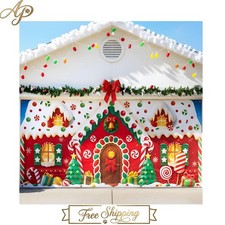 16ft x 7ft Christmas Garage Door Banner with Strong Magnets - Gingerbread Theme